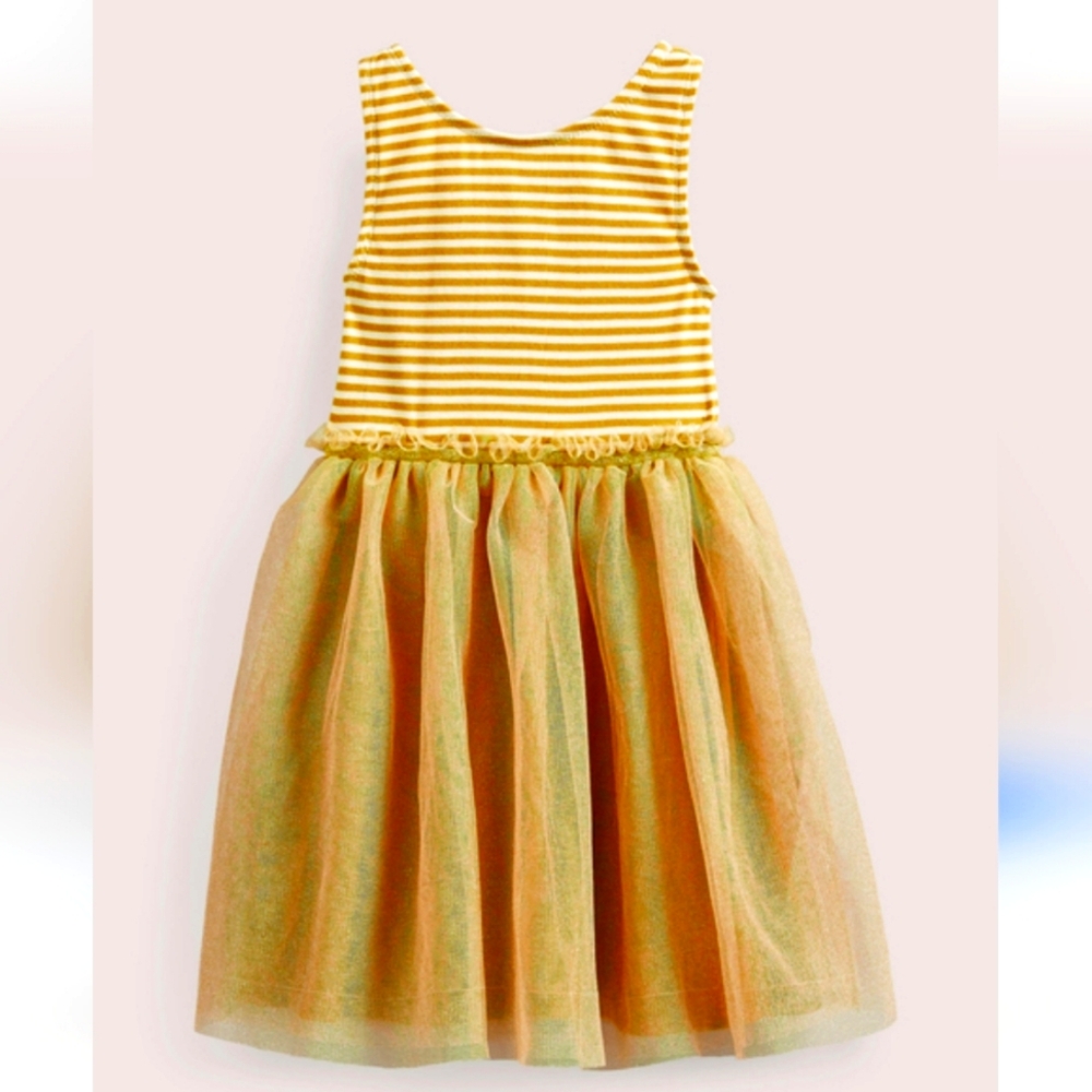 Mini Boden Jersey Tulle Gold dress